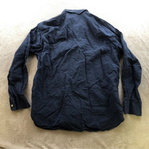 Pronto Uomo Mens Shirt Large Long Sleeve Classic Button Up Casual Navy Travel - Picture 8 of 8